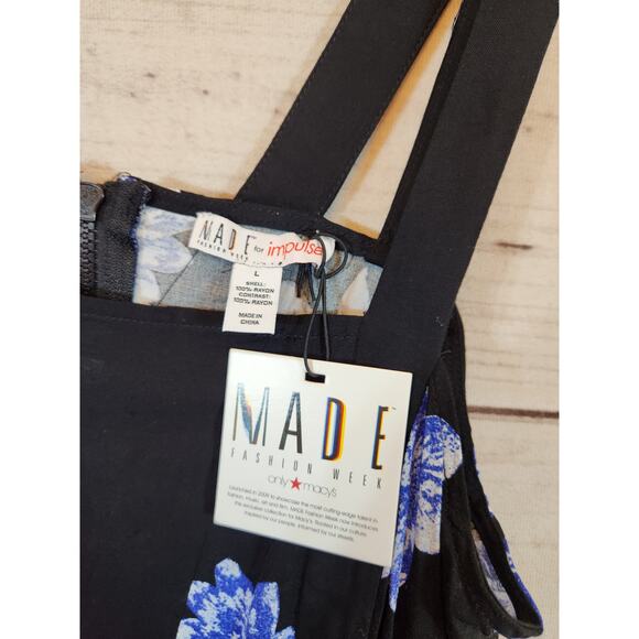 Made For Impulse Women's Black Sleeveless Floral‎ Rayon Maxi Dress Size L NWT - Picture 3 of 5